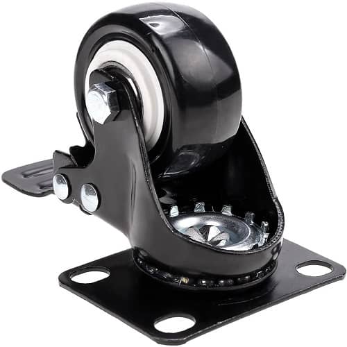 Rueda pivotante industrial de poliuretano con freno 62.5 mm  Negro
