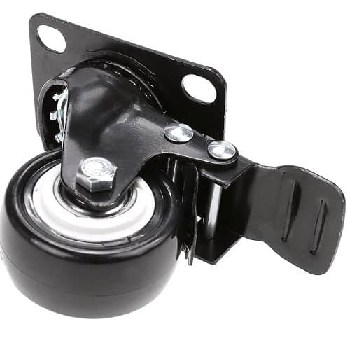 Rueda pivotante industrial de poliuretano con freno 62.5 mm  Negro