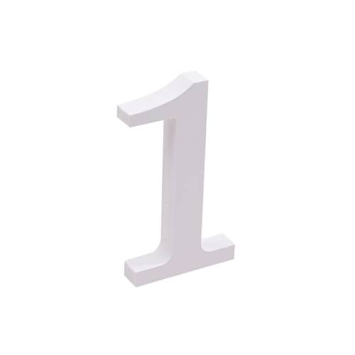Numero 1 madera decorativo 11 cm  Blanco
