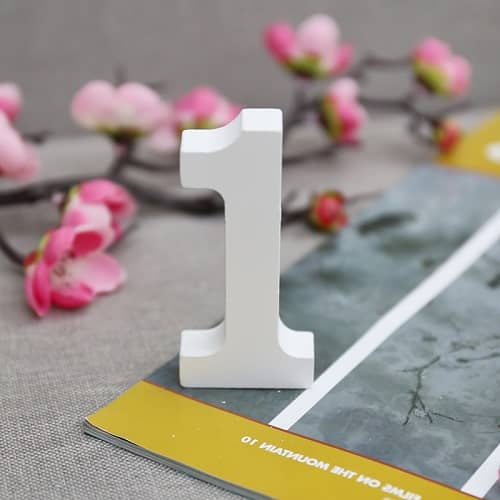 Numero 1 madera decorativo 11 cm  Blanco