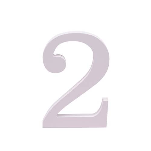 Numero 2 madera decorativo 11 cm  Blanco