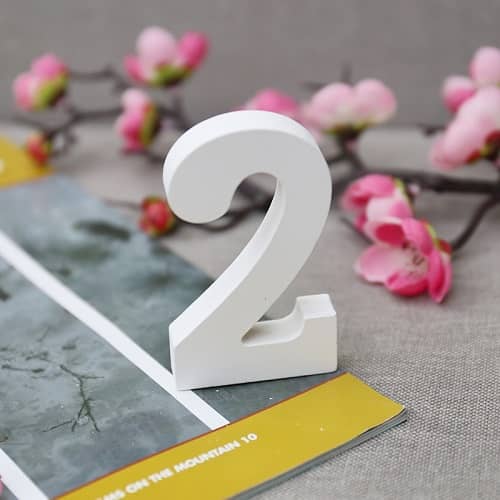 Numero 2 madera decorativo 11 cm  Blanco