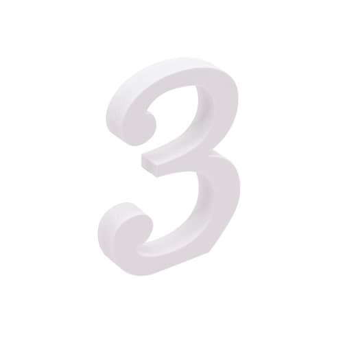 Numero 3 madera decorativo 11 cm  Blanco