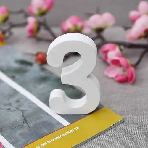 Numero 3 madera decorativo 11 cm  Blanco
