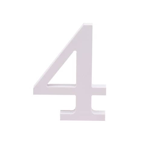 Numero 4 madera decorativo 11 cm  Blanco