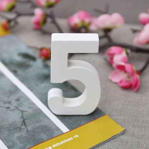 Numero 5 madera decorativo 11 cm  Blanco