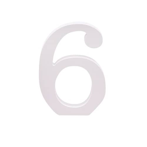 Numero 6 madera decorativo 11 cm  Blanco