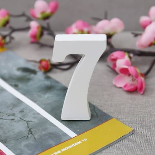 Numero 7 madera decorativo 11 cm  Blanco