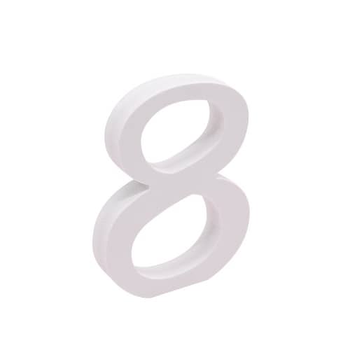 Numero 8 madera decorativo 11 cm  Blanco