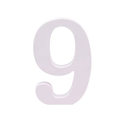Numero 9 madera decorativo 11 cm  Blanco