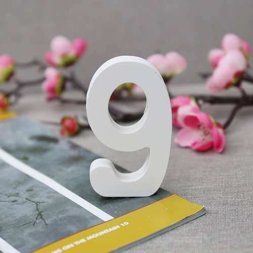 Numero 9 madera decorativo 11 cm  Blanco