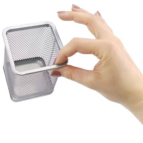 Portalapices rectangular de metal  Gris