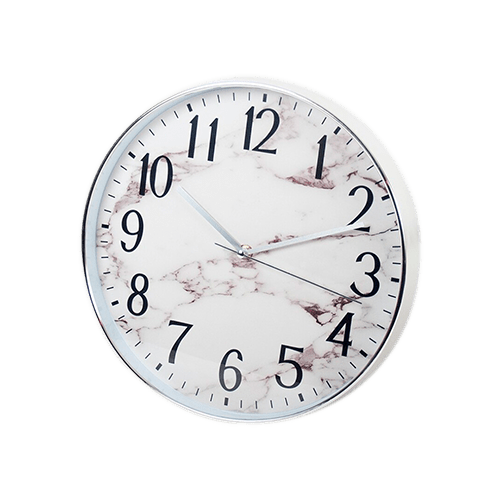 Reloj de pared interior diseño marmol 30 cm  Plateado