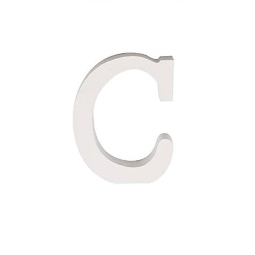 Letra C madera decorativo 11 cm  Blanco