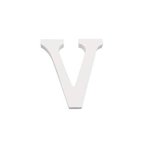 Letra V madera decorativo 11 cm  Blanco
