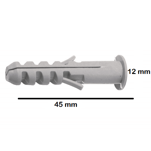 Taco de nylon (10 uds) 12x45 mm Gris