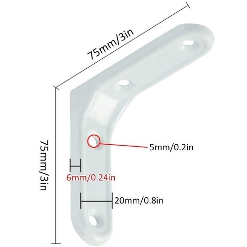 Escuadra de angulo metalica (2 uds) 75x75 mm Blanco