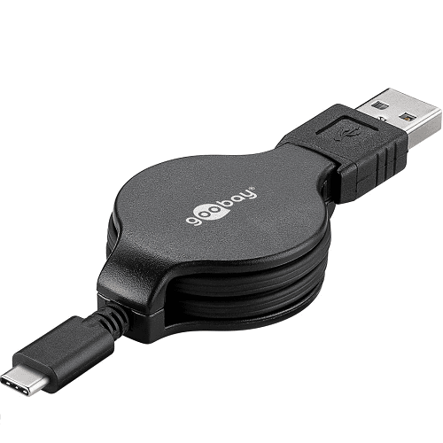 Cable retractil USB C 3A carga y transferencia 0.75 M