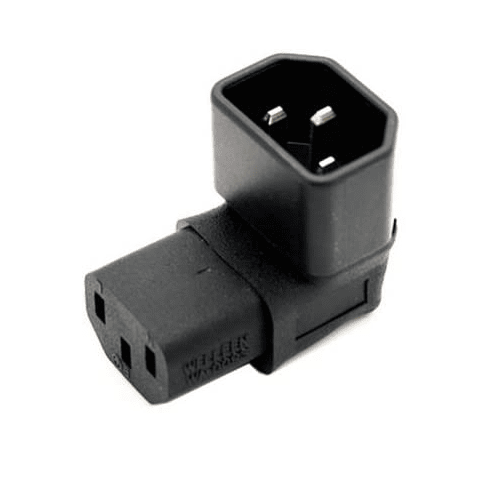 Adaptador IEC C14 a C13 macho a hembra acodado 90 grados  Negro