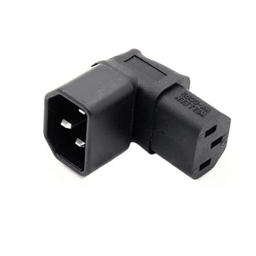 Adaptador IEC C14 a C13 macho a hembra acodado 90 grados  Negro