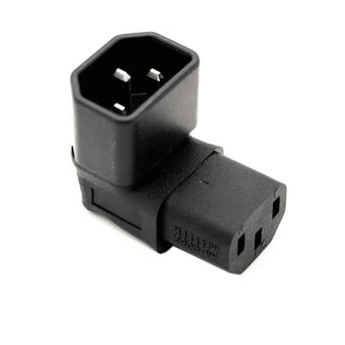 Adaptador IEC C14 a C13 macho a hembra acodado 90 grados  Negro