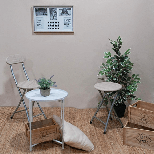 Silla plegable de metal y madera  Gris