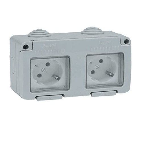 Doble base enchufe estanco 16A IP55  Blanco