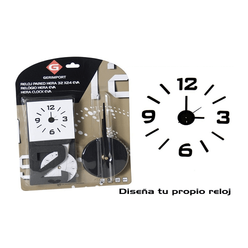 Reloj pared adhesivo redondo 50 cm Negro