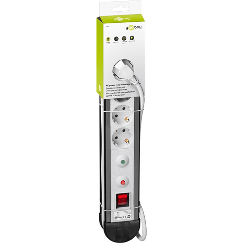 Regleta de enchufes 4 schuko con interruptor y proteccion 1.5 M Blanco