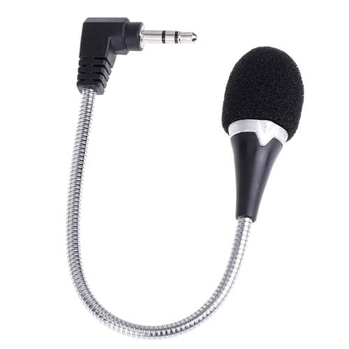 Microfono flexible mini 3.5mm para ordenador 20 cm Negro