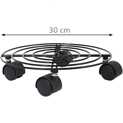 Soporte de maceta con ruedas 30 cm Negro