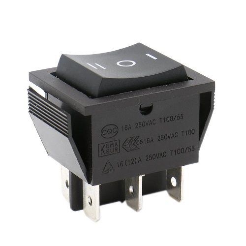 Interruptor basculante de 6 vias ON/OFF/ON  Negro 16 A