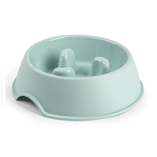 Comedero perro plastico redondo Antigloton comer lentamente 24 cm Verde claro