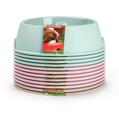 Comedero perro plastico redondo Antigloton comer lentamente 24 cm Rosa claro
