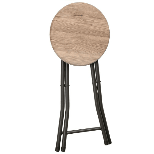 Silla taburete plegable metal y madera  Negro