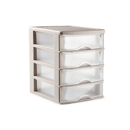 Torre de almacenamiento con 4 cajones 23 cm Beige