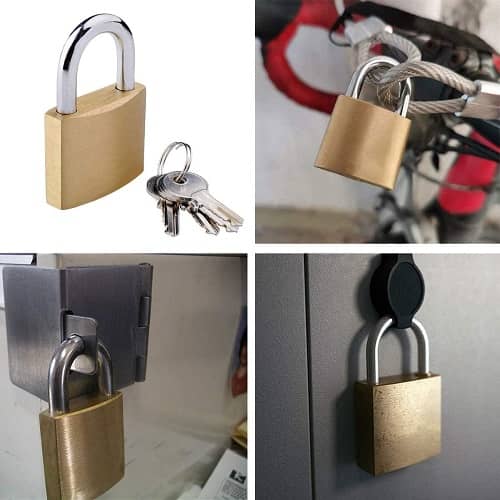 Candado de laton macizo con llave 25 mm Dorado