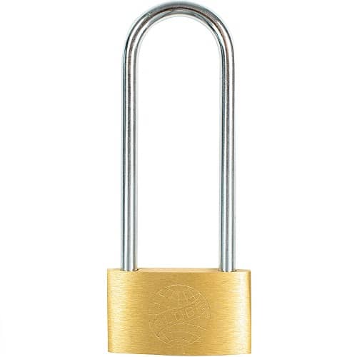 Candado arco largo de laton macizo con llave 18 mm Dorado