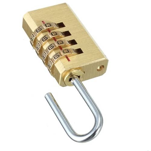 Candado seguridad de laton macizo codigo secreto 30 mm Dorado