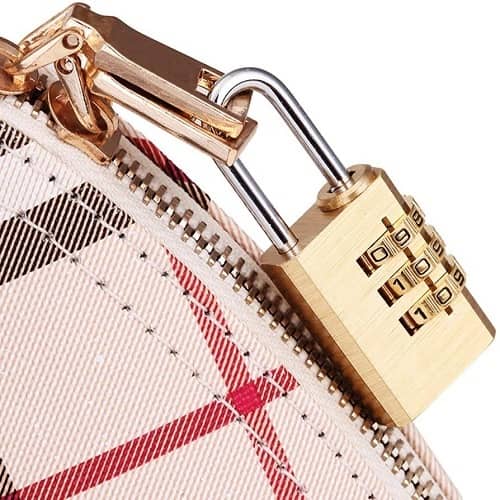 Candado seguridad de laton macizo codigo secreto 20 mm Dorado