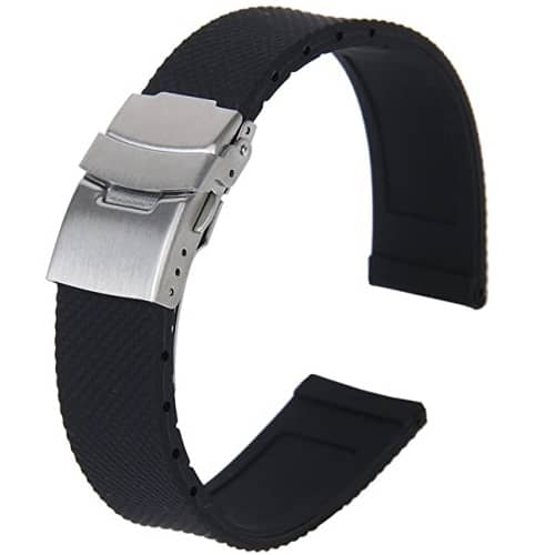 Correa de reloj con hebilla impermeable caucho 20 mm Negro