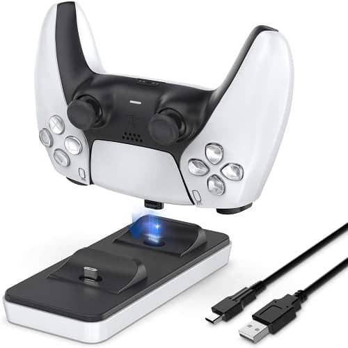 Base de carga portatil para mandos compatible con PS5  Blanco