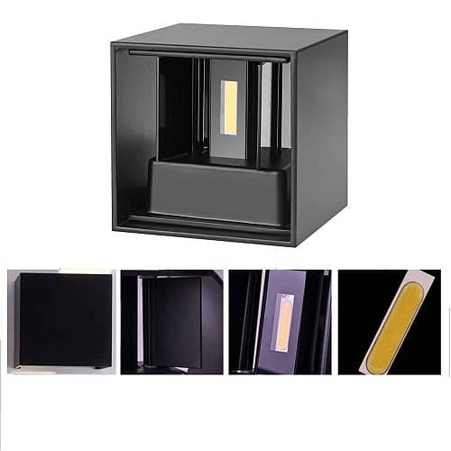 Lampara de pared aplique LED 3000K IP65  Negro  10W