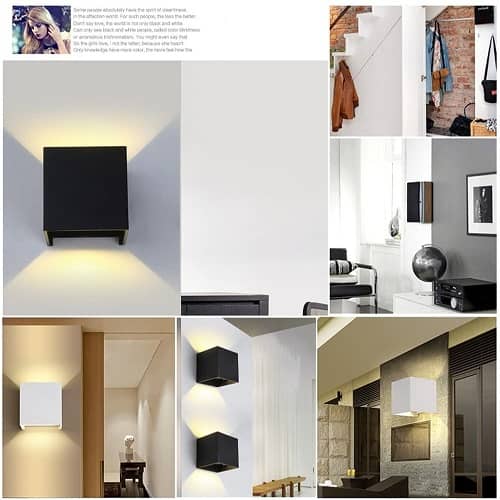 Lampara de pared aplique LED 3000K IP65  Negro  10W