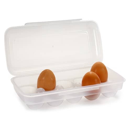 Huevera de plastico para 10 huevos con tapa  Transparente