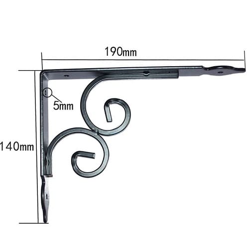 Escuadra para estanteria metalica decorativa 190x140 mm Negro
