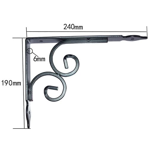 Escuadra para estanteria metalica decorativa 190x240 mm Negro