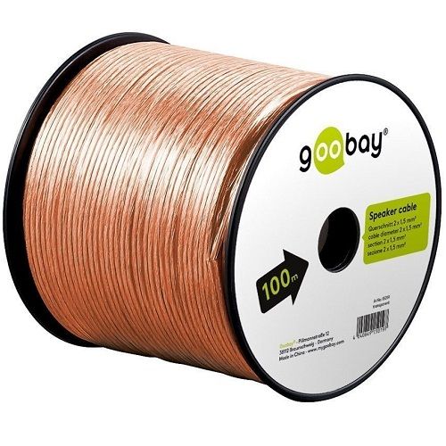 Cable para altavoz 2x 4mm2 100 M Transparente