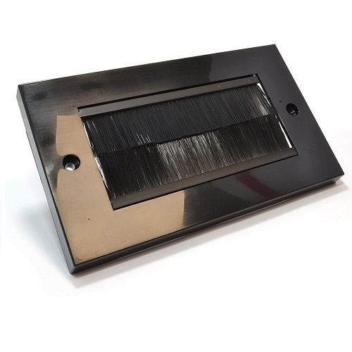 Placa frontal rectangular para salida cable pared  Negro