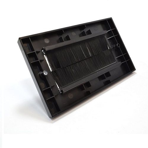 Placa frontal rectangular para salida cable pared  Negro